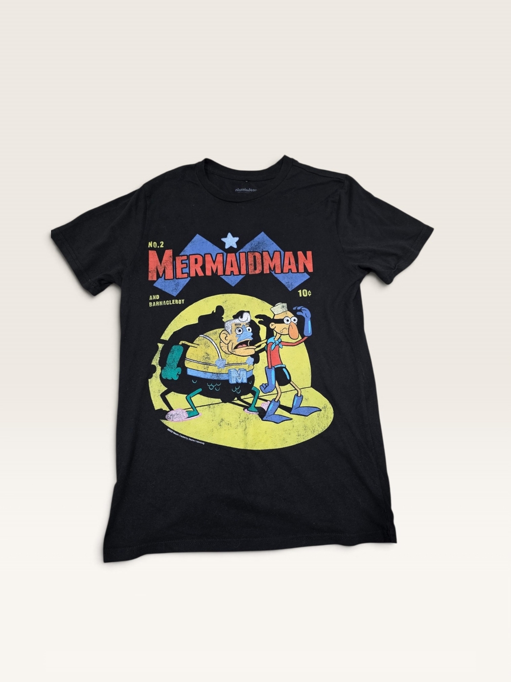 Nickelodeon Mermaidman Graphic Tee - Black with Yellow, Red, Blue Accents